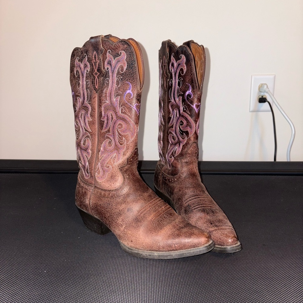Justin Boots Brown and Purple Women's Cowboy Boots